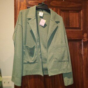 Serra Womens Oversize Medium Green Knit Coatigan Jacket Lounge